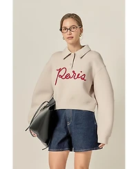 English Factory Women's Lettering Polo Scuba Top