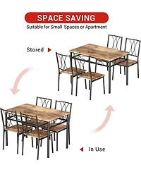 gaomon 5-Piece Space Saving Dining Table Set, Kitchen Table and Upholstered Chairs, Compact Dining Room Set for Apartment