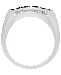 Macy's Men's Black and White Diamond (1-1/2 ct. t.w.) Ring Sterling Silver