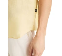 Nautica Men's Classic-Fit Solid Linen Short-Sleeve Shirt