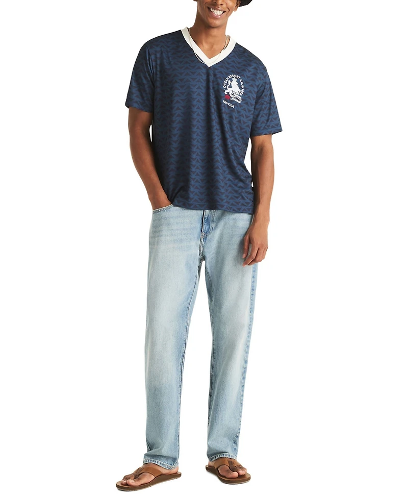 Nautica Men's Shadow Printed Birdseye V-Neck T-Shirt