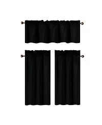 Rt Designers Collection 100% Polyester Gibson Solid 3 Piece Kitchen Curtains Valance and Tiers Set 54" x 18