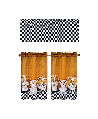 Rt Designers Collection Polyester Cucina Chef 3 Piece Kitchen Curtains Valance and Tiers Set 52" x 18" Muticolor