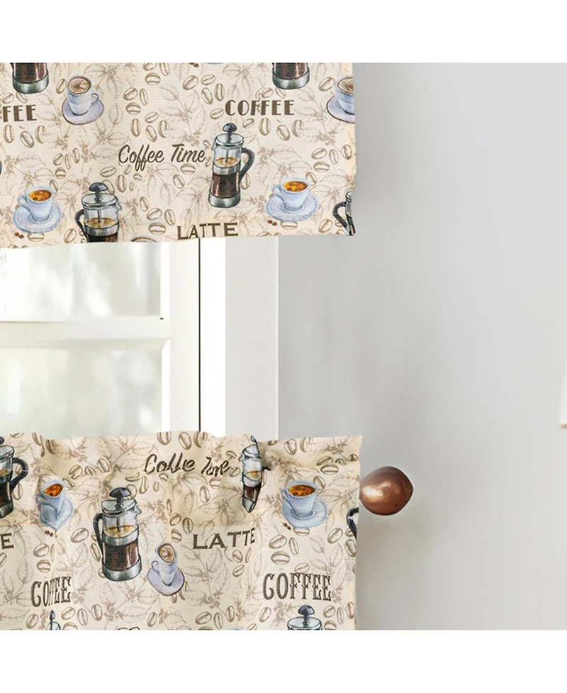 Rt Designers Collection Polyester Cucina Latte Slub 3 Piece Kitchen Curtains Valance and Tiers Set 52" x 18" Muticolor