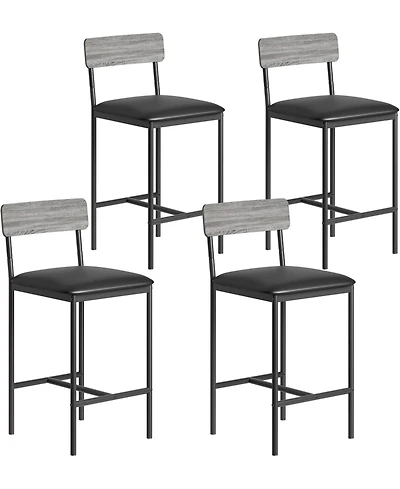 gaomon 4 Bar Stools Set, 25.5" Leather Counter Stools with Back and Metal Legs, Kitchen Island Seating