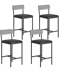 gaomon 4 Bar Stools Set, 25.5" Leather Counter Stools with Back and Metal Legs, Kitchen Island Seating