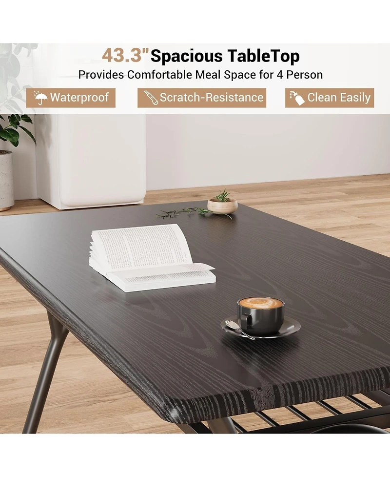 gaomon 5-Piece Dining Table Set for 4, Rectangular Table with Storage Rack, Boucle Dining Chairs