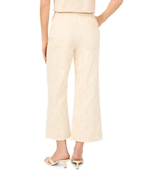 CeCe Women's Mid-Rise Eyelet Cotton Cropped Jeans