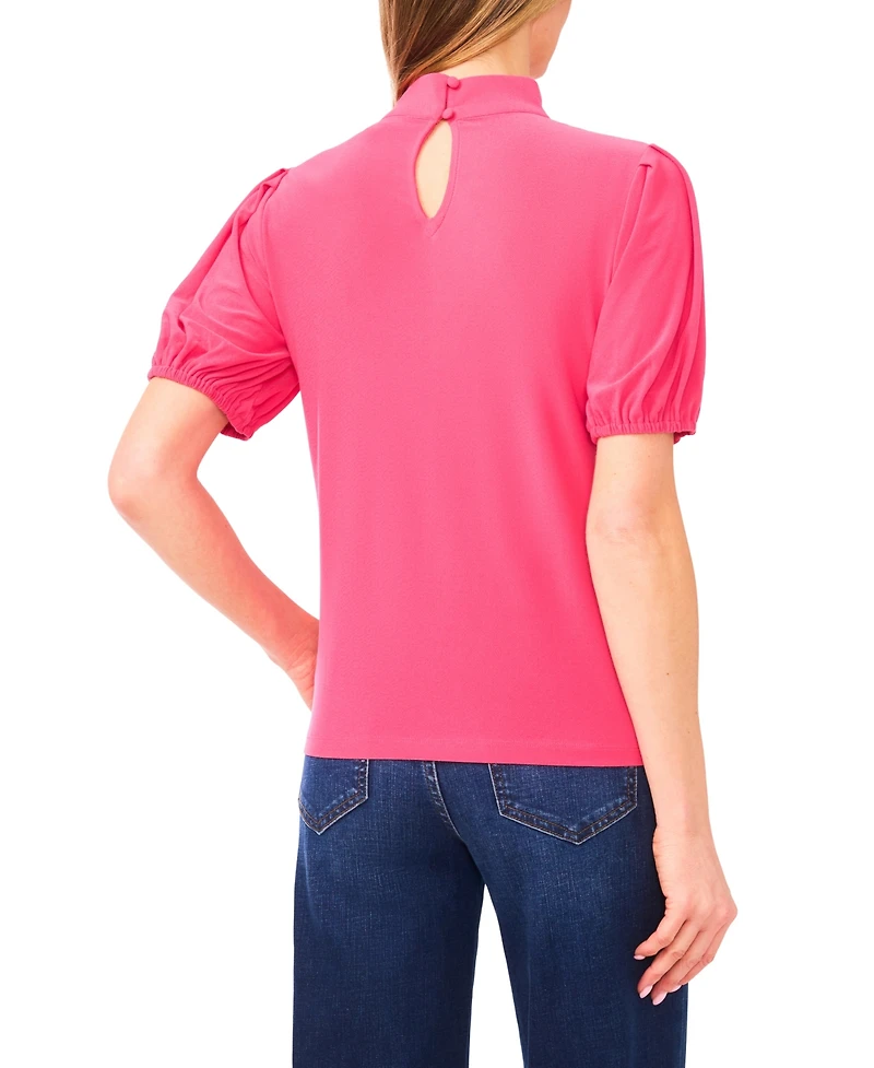 CeCe Women's Short-Sleeve Tie Neck Bow Detail Top