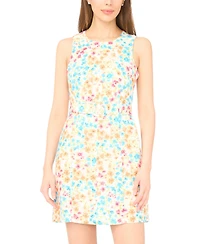 CeCe Women's Floral Belted Crewneck Mini Dress