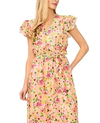 CeCe Women's V-Neck Wrap-Front Maxi Dress