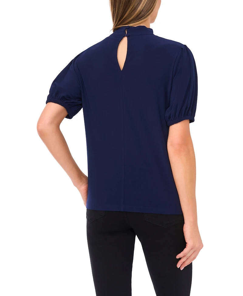 CeCe Women's Short-Sleeve Tie Neck Bow Detail Top