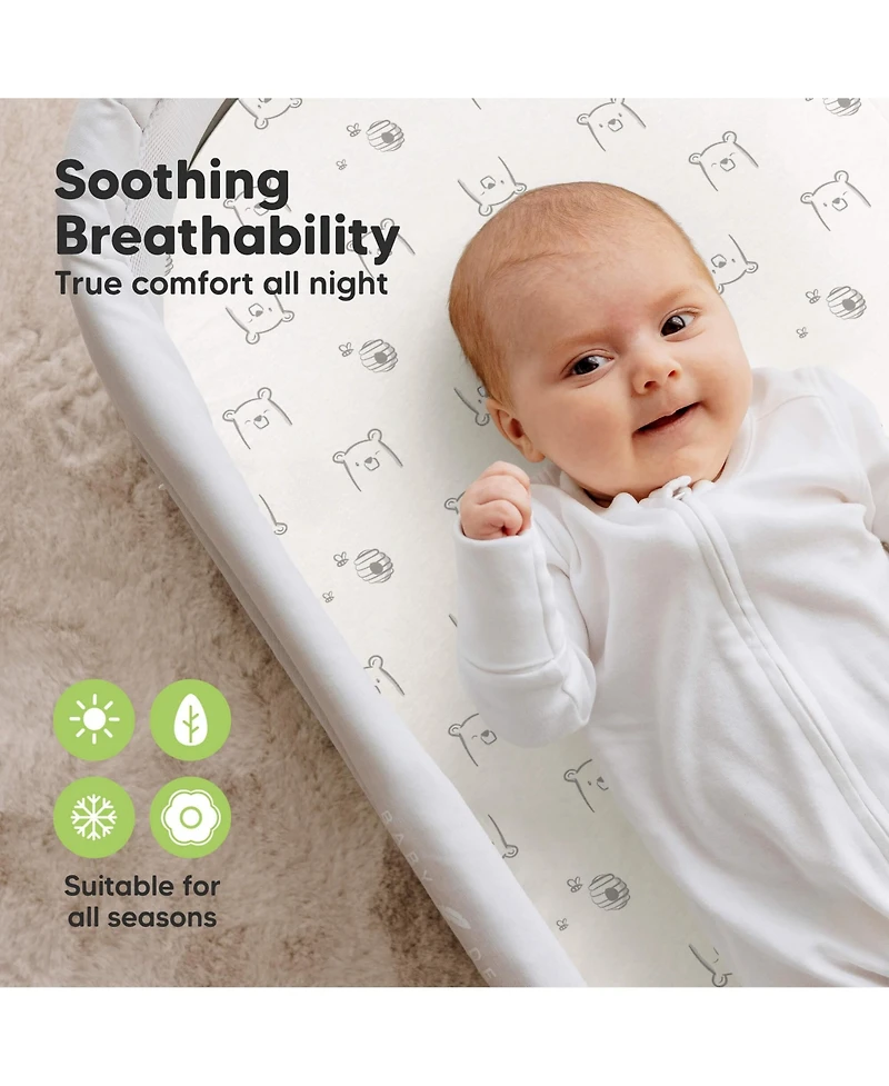 KeaBabies Bassinet Sheet for Baby Girls, Boys, 2-Pack Soothe Fitted Sheets, Bedside Mattress