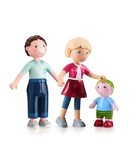 Haba Little Friends Family Bundle – Set of 3 Dollhouse People Figures for Ages 3+, Flexible Plastic Mini Dolls for Pretend Play