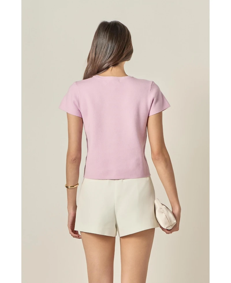 English Factory Women's 3D Flower Knit Top