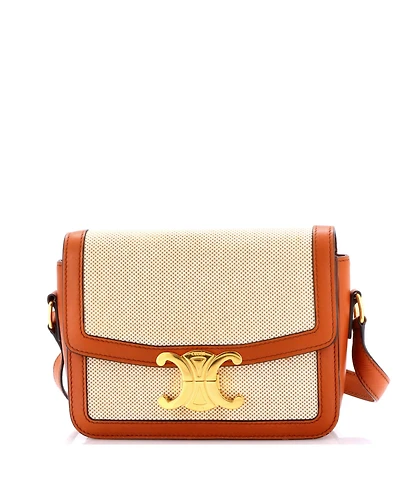 Pre-Owned Celine Teen Triomphe Shoulder Bag Canvas with Leather