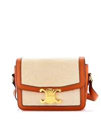 Pre-Owned Celine Teen Triomphe Shoulder Bag Canvas with Leather