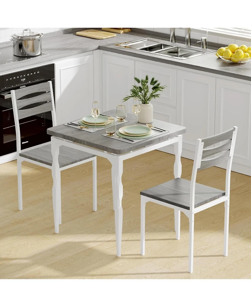 gaomon 3-Piece Space-Saving Dining Set for 2, Modern Table with Spiral Legs, Compact Furniture for Apartment Kitchens
