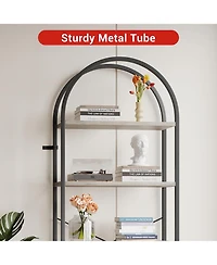 gaomon 5-Tier 70.8" Tall Arched Bookshelf, Open Display Shelf with Metal Frame, Storage Rack for Bedroom or Home.
