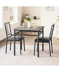 gaomon 3-Piece Dining Table Set for 2, Kitchen Table with Upholstered Chairs, Space-Saving Square Table for Small Apartment