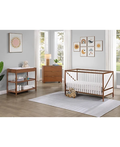 Flynama 3in1 Convertible Crib Mid Century Modern Z Design Solid Wood Three Adjustable Mattress Heights for Baby Nursery