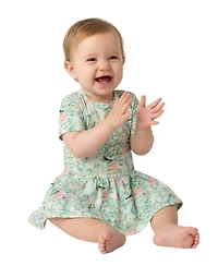 Motette Baby Girls Sage Blossom Bamboo Twirl Dress with Bodysuit