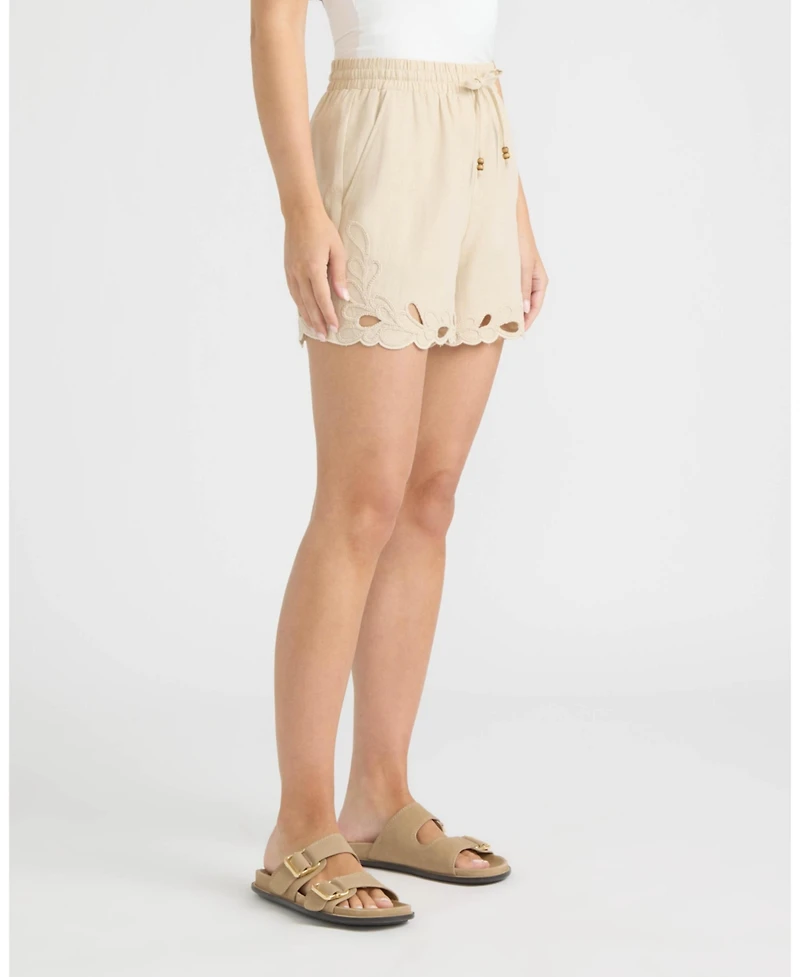 Ellen Tracy Women's Shorts with Embroidered Hem