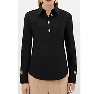 Karen Millen Women's Techno Cotton Gold Clasp Shirt