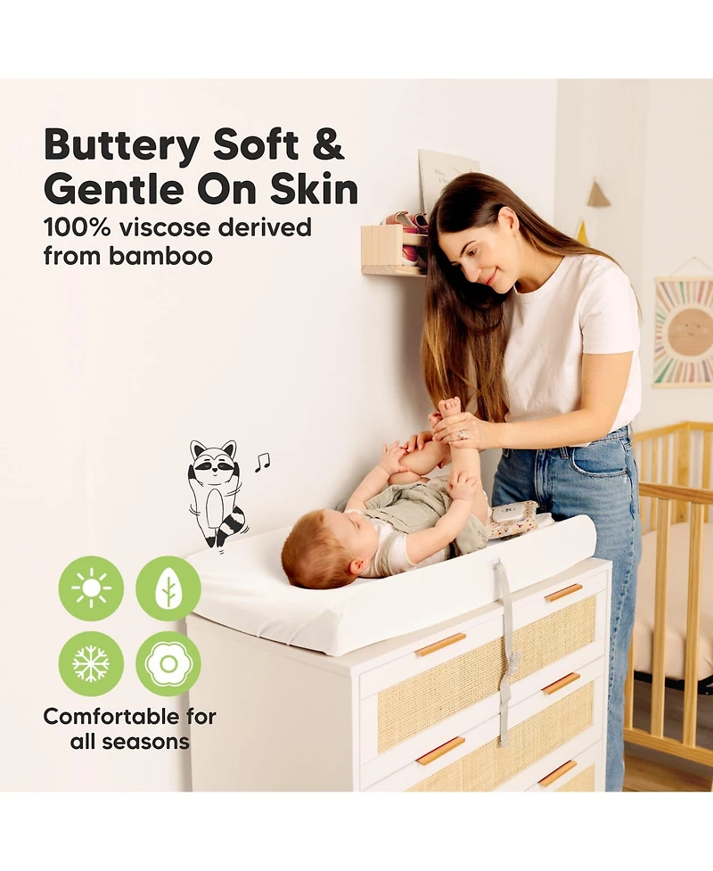KeaBabies 2pk Isla Changing Pad Covers for Girl, Boy, Soft Contoured Diaper Table Cover Sheets Neutral