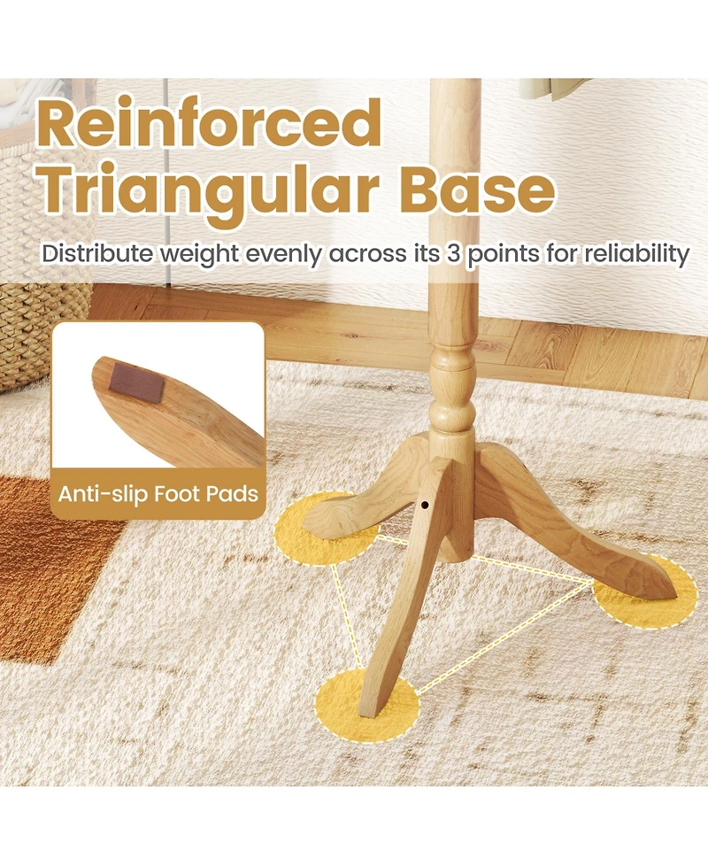 Sugift Solid Wood Hall Tree with Multiple Hooks and Height Options