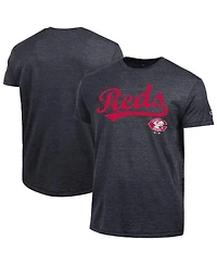 Champion Men's Black Cincinnati Reds Cooperstown Wordmark Lockup Tri-Blend T-Shirt