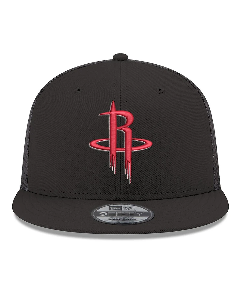 New Era Men's Black Houston Rockets Core Logo Meshback 9FIFTY Snapback Hat