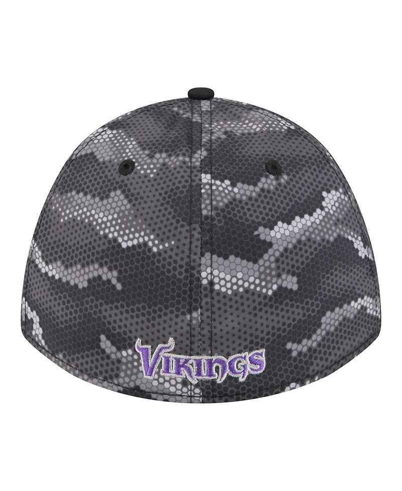 New Era Men's Black Minnesota Vikings Camo A-Frame 39THIRTY Flex Hat