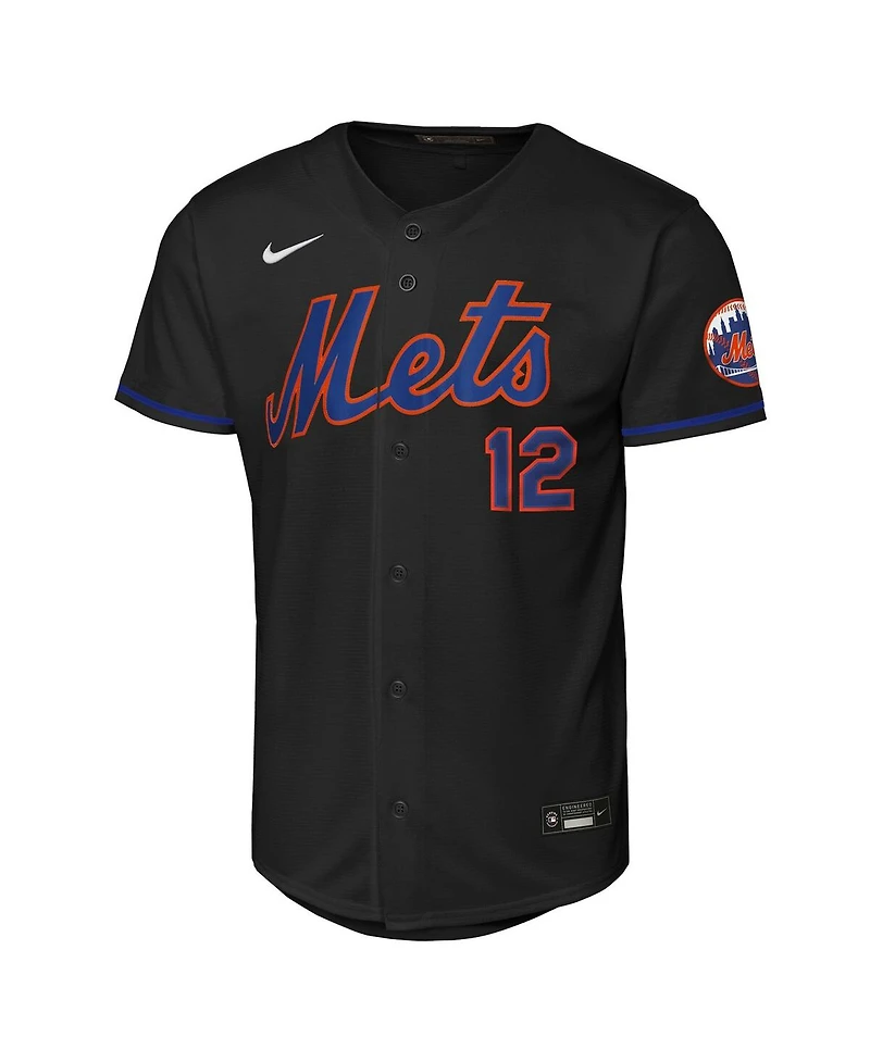 Nike Big Boys and Girls Francisco Lindor Black New York Mets Alternate Stadium Player Jersey