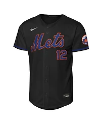 Nike Big Boys and Girls Francisco Lindor Black New York Mets Alternate Stadium Player Jersey