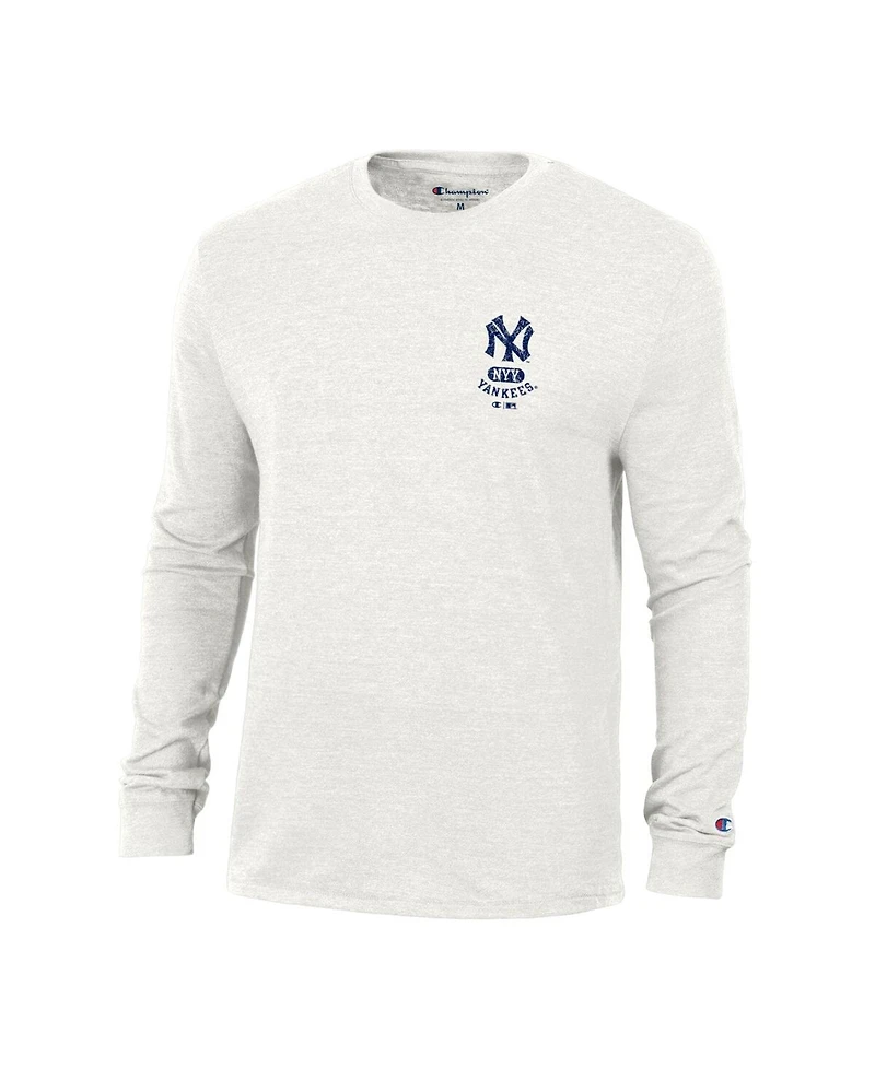 Champion Men's White New York Yankees Cooperstown Winning Tradition Tri-Blend Long Sleeve T-Shirt