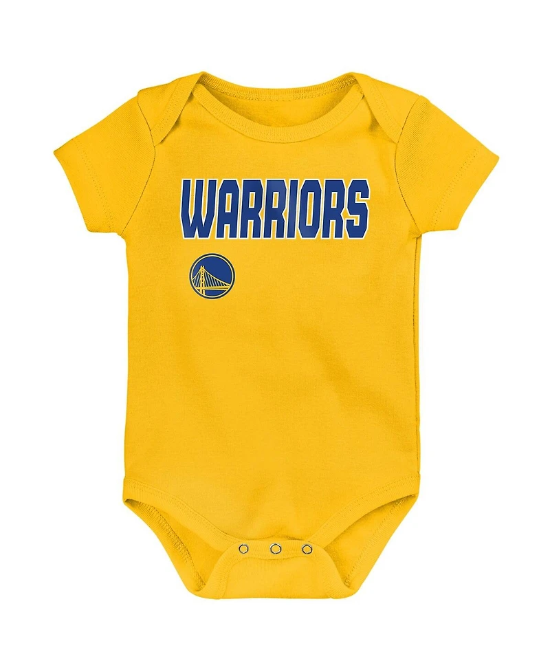 Outerstuff Baby Boys and Girls 3-Pack Golden State Warriors Littlest Player Bodysuit Set