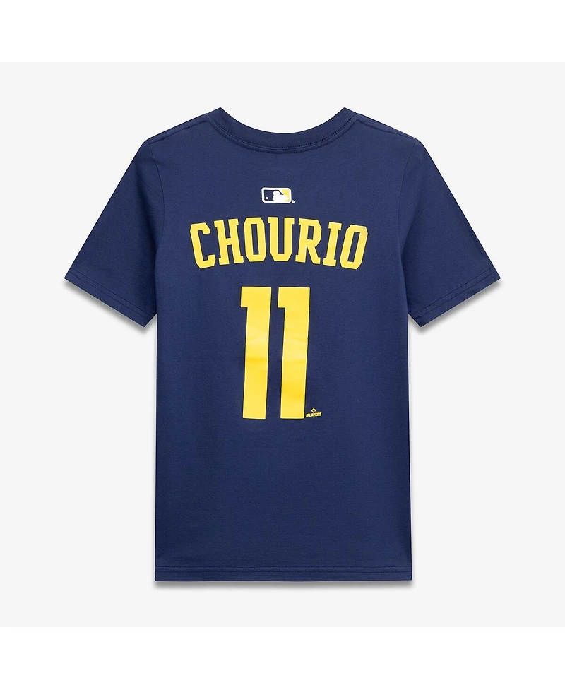 Nike Big Boys and Girls Jackson Chourio Navy Milwaukee Brewers Name & Number T-Shirt