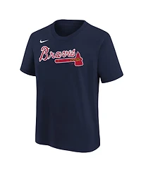 Nike Big Boys and Girls Athletic Navy Atlanta Braves Wordmark T-Shirt