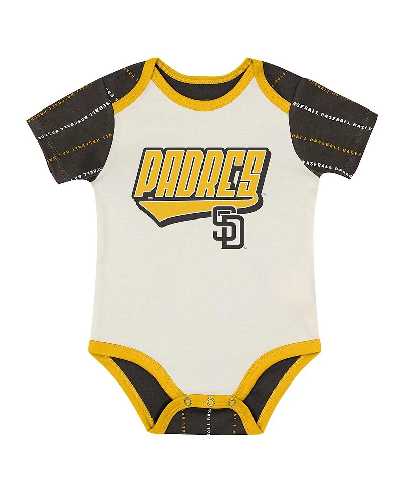 Outerstuff Baby Boys and Girls 2-Piece White/Brown San Diego Padres Lead Run Diaper Cover Bodysuit Shorts Set
