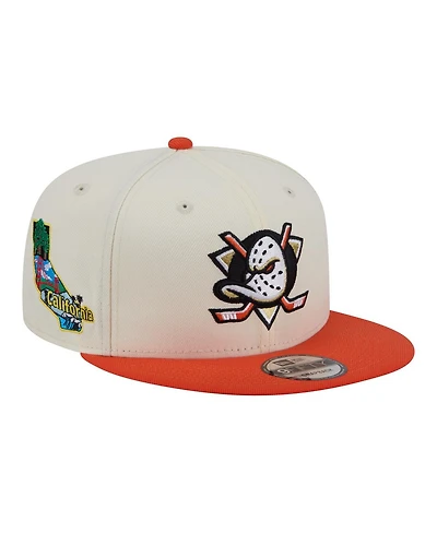 New Era Men's White/Orange Anaheim Ducks Injection Localized Two-Tone 9FIFTY Snapback Hat