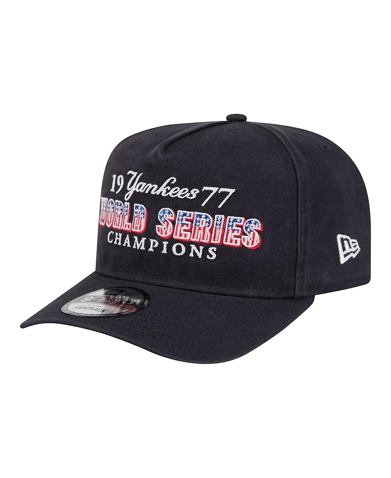 New Era Men's Navy New York Yankees 1977 World Series Champions Throwback 9FIFTY A-Frame Snapback Hat