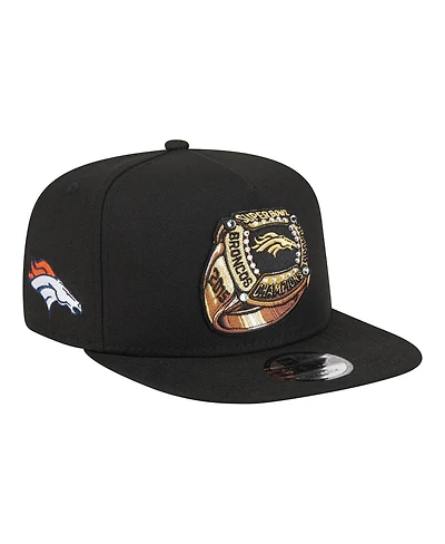 New Era Men's Black Denver Broncos Super Bowl Ring 9FIFTY A-Frame Adjustable Hat