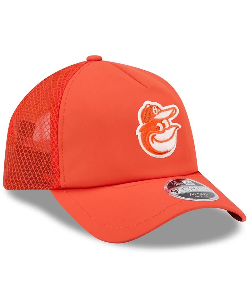 New Era Men's Orange Baltimore Orioles 2026 Batting Practice Apex 9FORTY Adjustable Trucker Hat