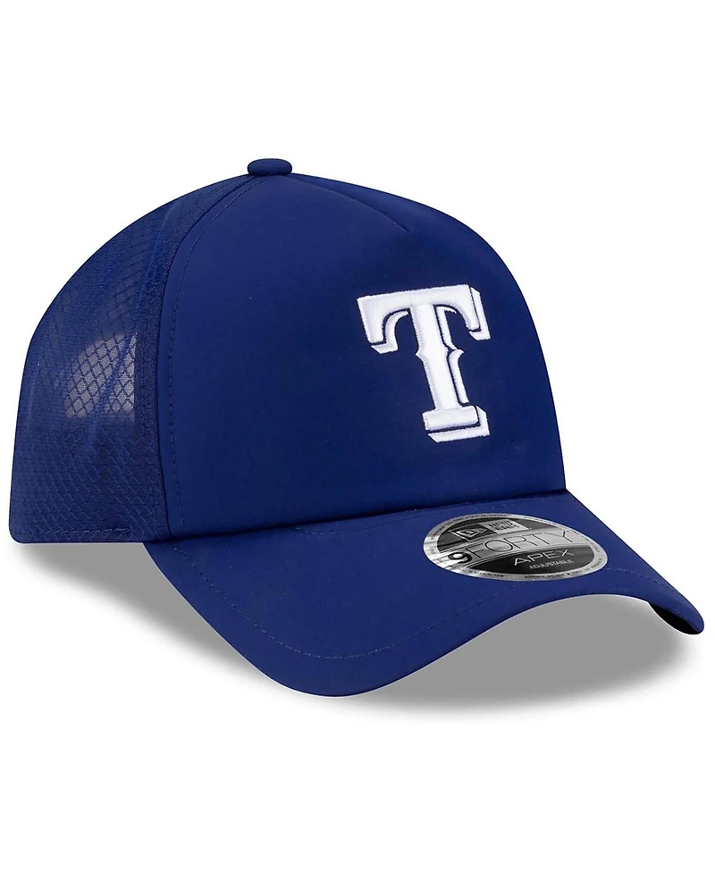 New Era Men's Royal Texas Rangers 2026 Batting Practice Apex 9FORTY Adjustable Trucker Hat
