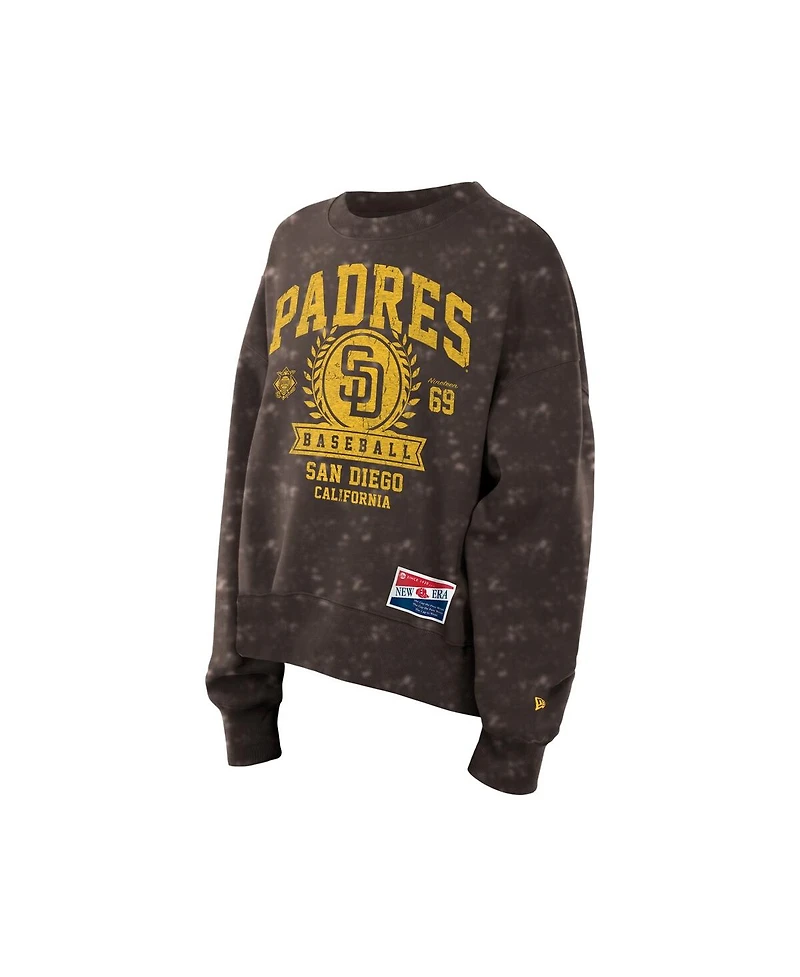 New Era Women's Brown San Diego Padres Throwback Oversized Boxy Sweatshirt