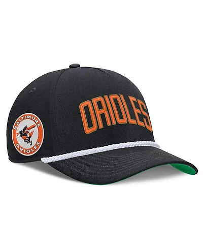 Nike Men's Black Baltimore Orioles Cooperstown Collection Rise Adjustable Hat