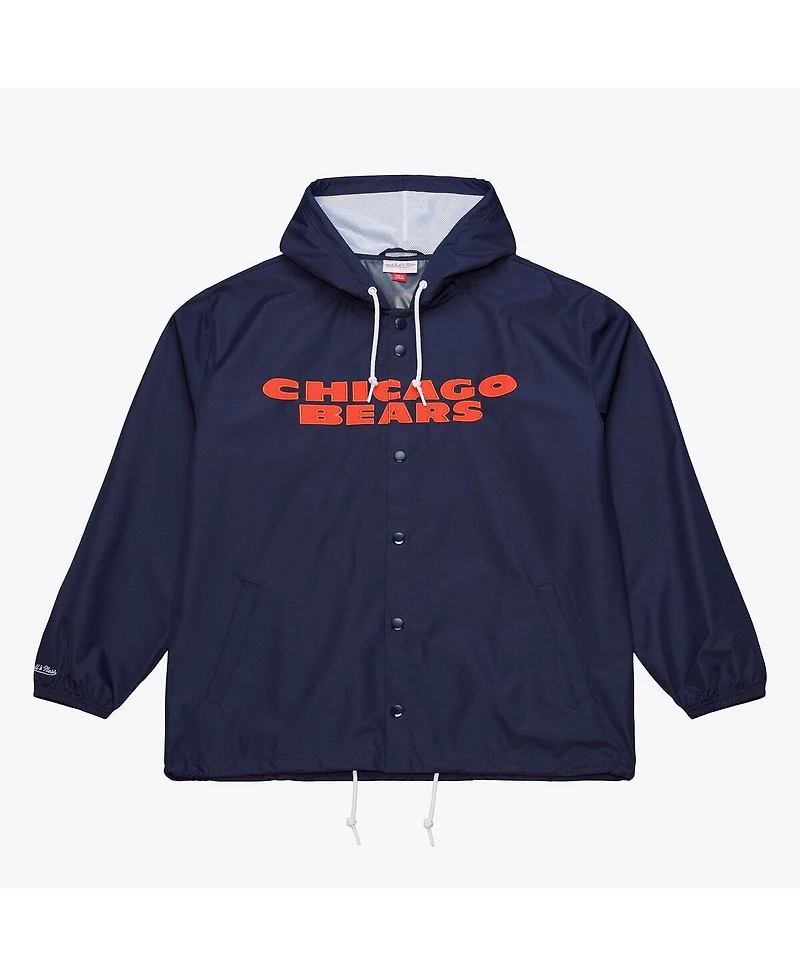 Mitchell & Ness Men's Navy Chicago Bears Coaches Full-Snap Hooded Windbreaker Jacket