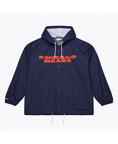 Mitchell & Ness Men's Navy Chicago Bears Coaches Full-Snap Hooded Windbreaker Jacket