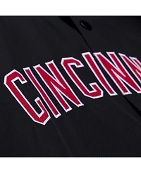 Mitchell & Ness Men's Black Cincinnati Reds Full-Snap Hooded Coaches Jacket